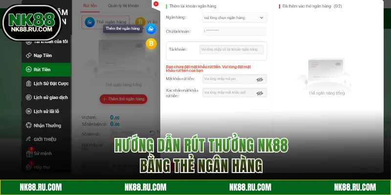 Hướng dẫn rút tiền thưởng bằng thẻ ngân hàng